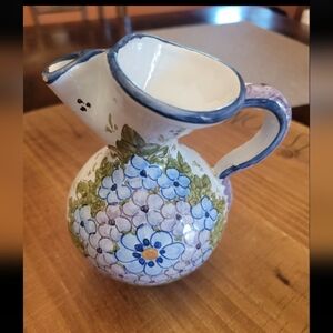 Sevilla 5" Floral Pitcher Handpaint in Spain Floral Signed JMG5 i